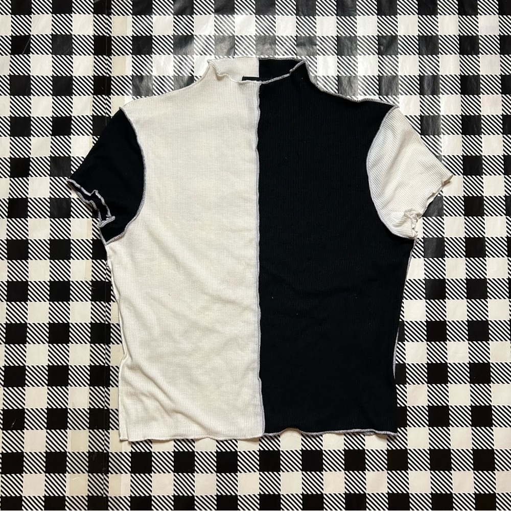 black and white colorblock top